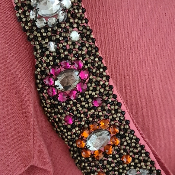 💃Host Pick💃 Alannah Hill pink Jewel Beaded Collar Cardigan Longsleeve Top - Picture 2 of 6